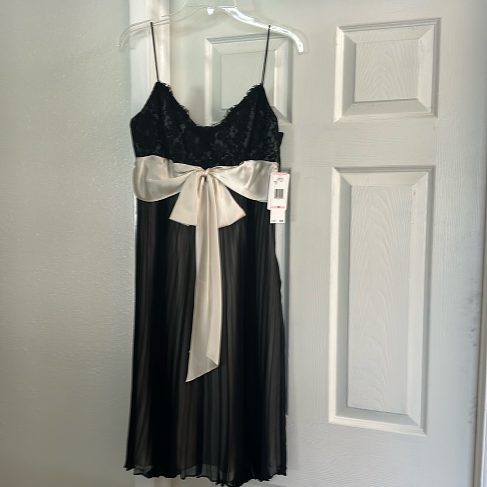 Knee length Black lace/silk dress